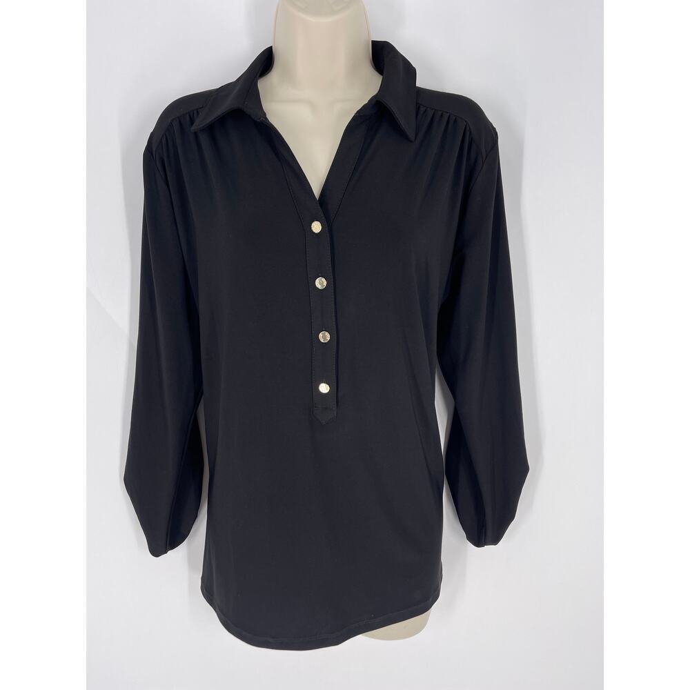 Anne Klein NWT Black Long Sleeve Top (B45#9)
